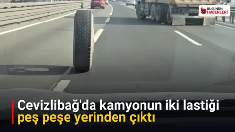 Cevizlibağ’da kamyonun iki lastiği peş peşe yerinden çıktı
