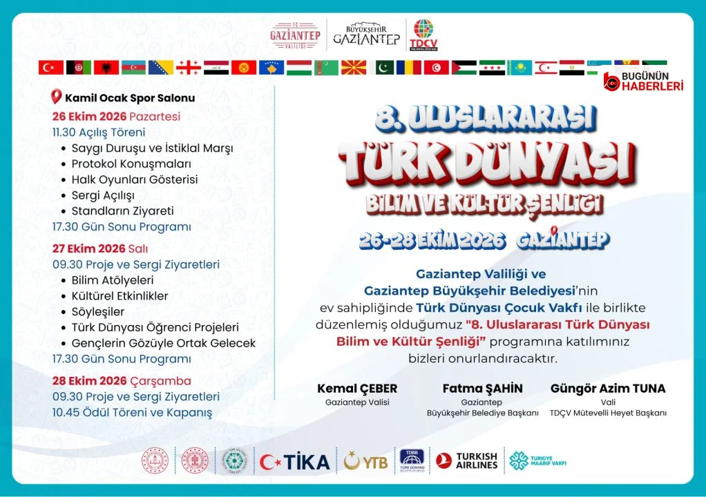 Gaziantep’te Bilim şöleni: 8. uluslararası Türk Dünyası buluşması başlıyor