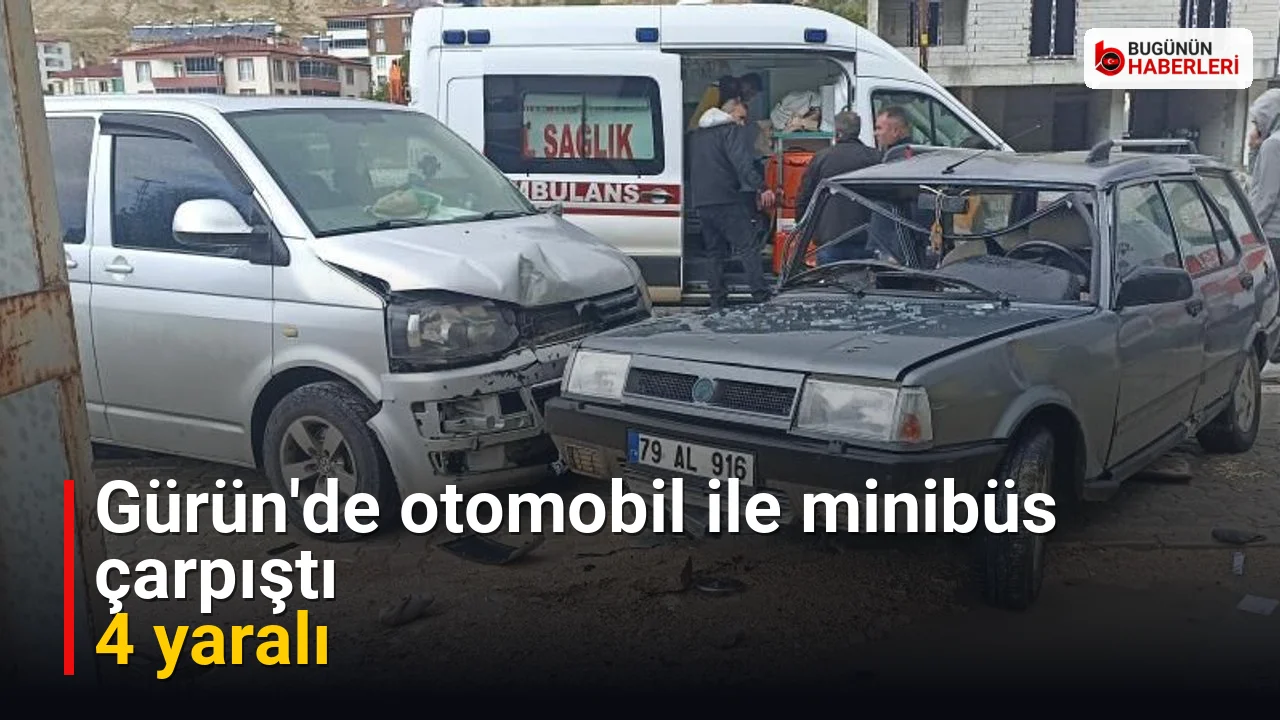 Gürün’de otomobil ile minibüs çarpıştı: 4 yaralı