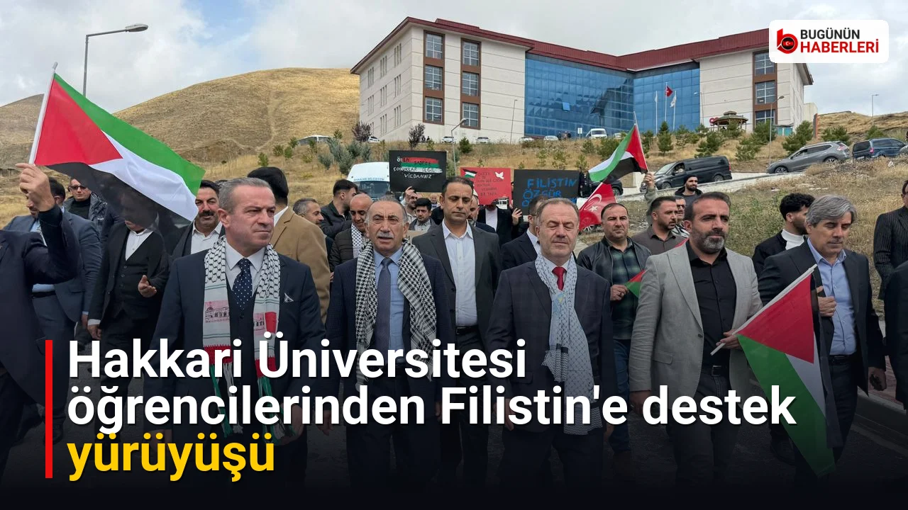 Hakkari Üniversitesi öğrencilerinden Filistin’e destek yürüyüşü