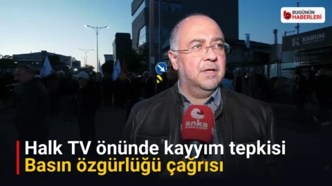 Halk TV önünde kayyım tepkisi: Basın özgürlüğü çağrısı
