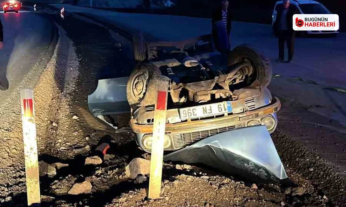 İskilip’te otomobil şarampole devrildi: Sürücü yara almadı