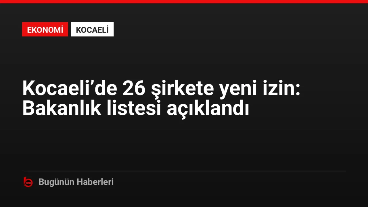 Kocaeli’de 26 şirkete yeni izin: Bakanlık listesi açıklandı