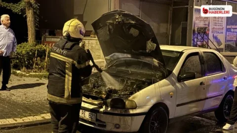 Melikgazi’de otomobil yangını: Çalıştırılırken alev aldı