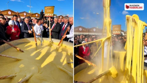 Trabzon Gastronomi Festivali: Dev kuymak 10,5 metreye kaldırıldı